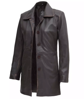 Winchester Distressed Brown Real Leather Car Coat